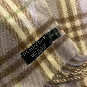 Burberry Plaid Wool Scarf in Brown and Cream